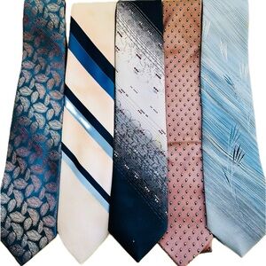 Bundle of 5 assorted Men's Ties - Blue, Cream, Black, Pink, Gray including Dior